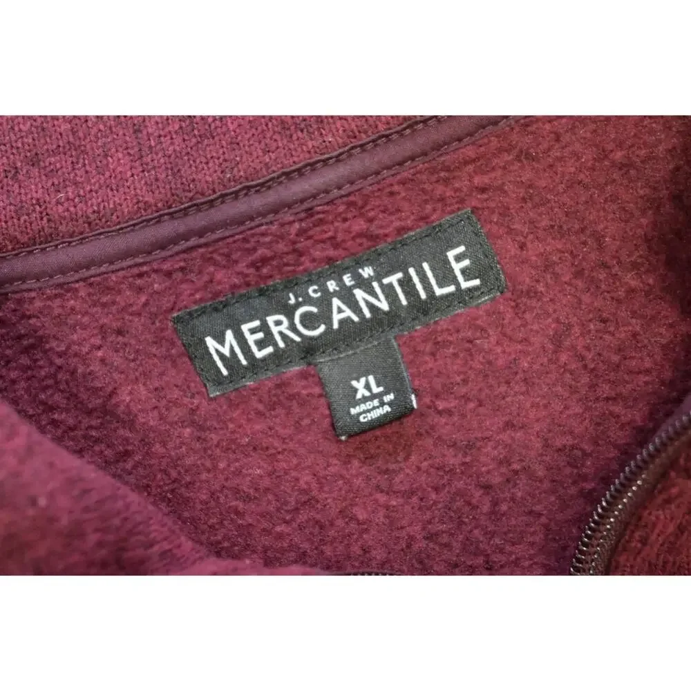 J Crew Mercantile‎ 1/4 Zip Fleece Sweater Burgundy Casual Prep Mens Size XL
